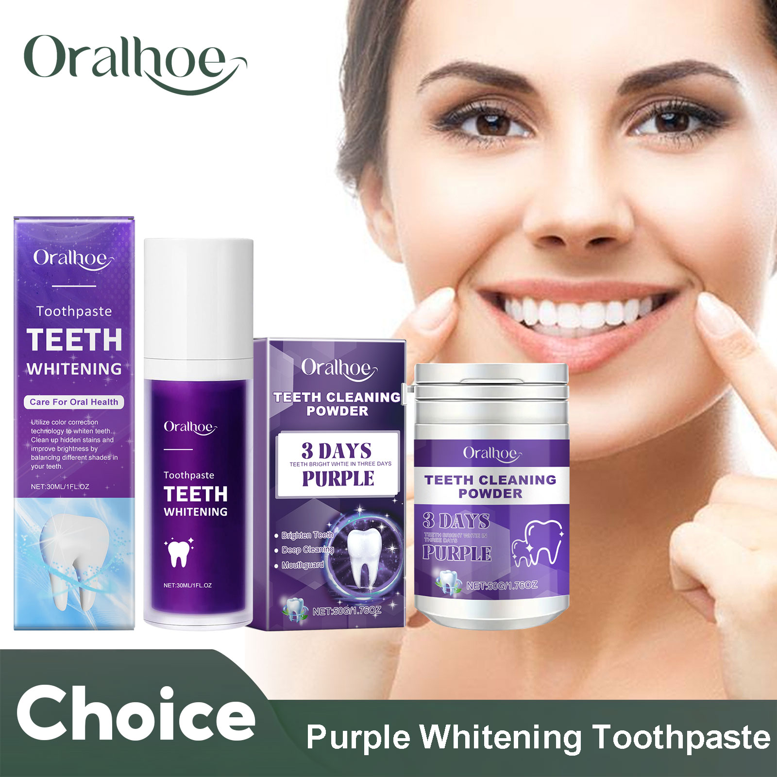 Teeth Whitening Vape - 보라색 교정기 치아 미백 치약, 치아
