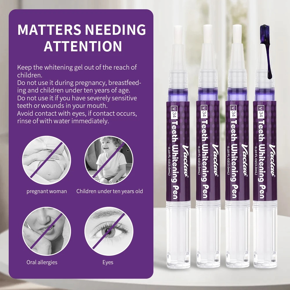 바츨라프 V34 퍼플 치아 미백 젤 펜, 얼룩 제거 및 - Teeth Whitening Pens 리뷰 및 가격