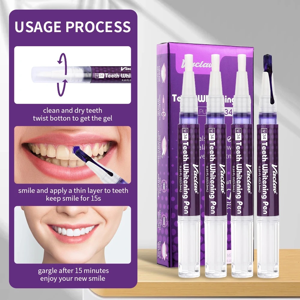 바츨라프 V34 퍼플 치아 미백 젤 펜, 얼룩 제거 및 - Teeth Whitening Pens 리뷰 및 가격